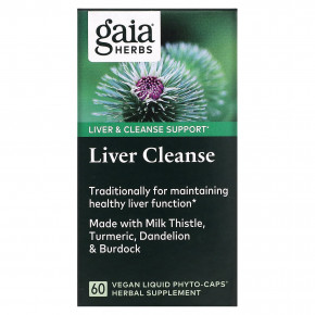 Gaia Herbs, Liver Cleanse, 60 вегетарианских фито-капсул с жидкостью в Москве - eco-herb.ru | фото