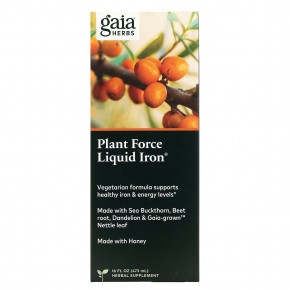 Gaia Herbs, Plant Force Liquid Iron, 473 мл (16 жидк. унций) - описание