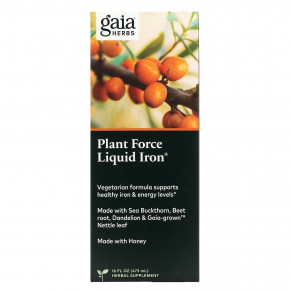 Gaia Herbs, Plant Force Liquid Iron, 473 мл (16 жидк. унций) - описание | фото