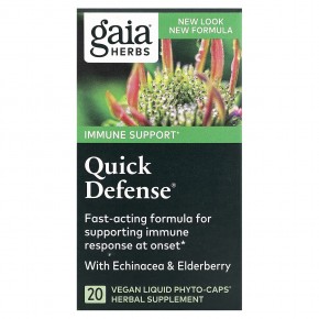 Gaia Herbs, Quick Defense, 20 веганских жидких фитокапсул в Москве - eco-herb.ru | фото