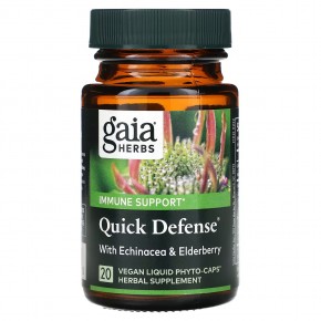 Gaia Herbs, Quick Defense, 20 веганских жидких фитокапсул в Москве - eco-herb.ru | фото