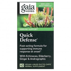 Gaia Herbs, Quick Defense, 40 веганских капсул Liquid Phyto-Caps - описание