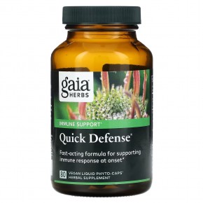 Gaia Herbs, Quick Defense`` 80 веганских жидких фито-капсул в Москве - eco-herb.ru | фото