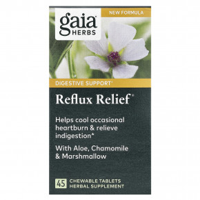 Gaia Herbs, Reflux Relief, 45 жевательных таблеток - описание | фото