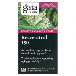Gaia Herbs, Ресвератрол 150, 50 веганские фито-капсулы с жидкостью в Москве - eco-herb.ru | фото