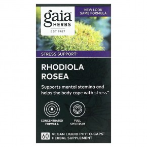 Gaia Herbs, Rhodiola Rosea, 60 растительных капсул с жидкостью - описание