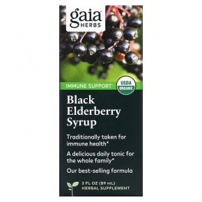 Gaia Herbs, Сироп из черной бузины, поддержка иммунитета, 89 мл (3 жидк. Унции) - описание