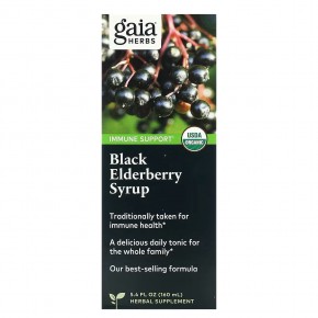 Gaia Herbs, Сироп из черной бузины, поддержка иммунитета, 160 мл (5,4 жидк. Унции) - описание