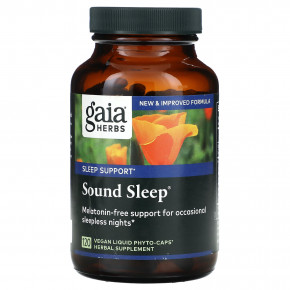 Gaia Herbs, Sound Sleep, средство для здорового сна, 120 веганских капсул Phyto-Cap с жидкостью - описание | фото