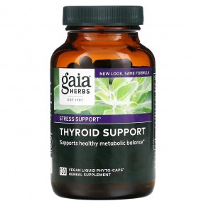 Gaia Herbs, Средство для поддержки щитовидной железы, 120 вегетарианских фито-капсул с жидкостью - описание