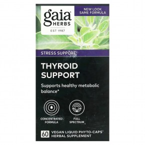Gaia Herbs, Средство для поддержки щитовидной железы, 60 веганских капсул Phyto-Cap - описание