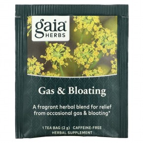 Gaia Herbs, травяной чай для облегчения эпизодического газообразования и вздутия живота, без кофеина, 16 чайных пакетиков, 32 г (1,13 унции) в Москве - eco-herb.ru | фото