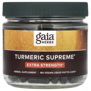 Gaia Herbs, Turmeric Supreme, повышенная сила действия, 180 веганских жидких фитокапсул в Москве - eco-herb.ru | фото