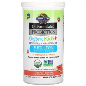 Garden of Life, Dr. Formulated Probiotics, Organic Kids +, со вкусом органического арбуза, 30 вкусных жевательных таблеток в Москве - eco-herb.ru | фото