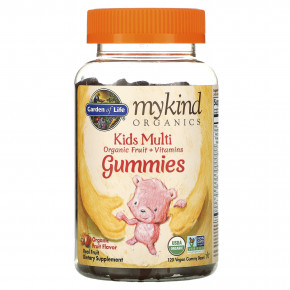 Garden of Life, MyKind Organics, Kids Multi, детские мультивитамины со вкусом органических фруктов, 120 веганских мармеладных мишек в Москве - eco-herb.ru | фото