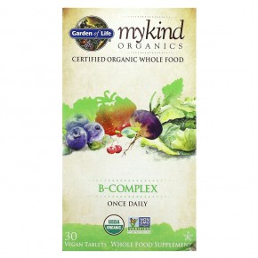 Garden of Life, MyKind Organics, комплекс витаминов группы B, 30 таблеток растительного происхождения в Москве - eco-herb.ru | фото