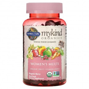 Garden of Life, MyKind Organics, мультивитамины для женщин, органические ягоды, 120 веганских жевательных таблеток в Москве - eco-herb.ru | фото