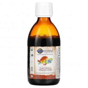 Garden of Life, MyKind Organics, железо из растительных соединений и органические травы, жидкая добавка со вкусом клюквы и лимона, 240 мл (8 жидк. унций) в Москве - eco-herb.ru | фото