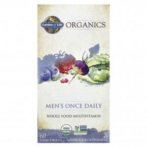 Garden of Life, Organics, мультивитамины из цельных продуктов для мужчин, 60 веганских таблеток в Москве - eco-herb.ru | фото