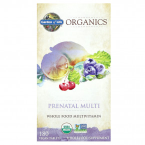 Garden of Life, Organics, пренатальные мультивитамины, 180 веганских таблеток - описание