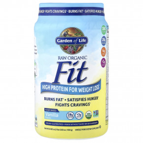 Garden of Life, Raw Organic Fit, продукт с высоким содержанием белка для снижения веса, со вкусом ванили, 930 г (2 фунта) - описание | фото