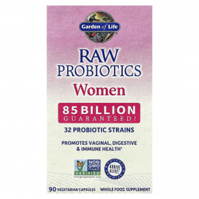 Garden of Life, RAW Probiotics, для женщин, 85 млрд, 85 вегетарианских капсул - описание | фото