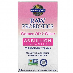 Garden of Life, RAW Probiotics, витамины для женщин от 50 лет, 85 млрд, 90 вегетарианских капсул (28,33 млн живых культур в 1 капсуле) в Москве - eco-herb.ru | фото