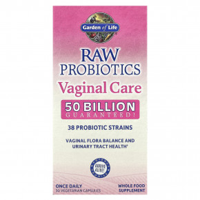 Garden of Life, RAW Probiotics, Vaginal Care, добавка для здоровья влагалища, 30 вегетарианских капсул - описание | фото