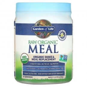 Garden of Life, RAW Organic, коктейль для замены приема пищи, со вкусом ванили, 525 г (1 фунт, 2,52 унции) - описание