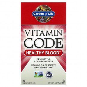 Garden of Life, Vitamin Code, Healthy Blood, 60 веганских капсул в Москве - eco-herb.ru | фото