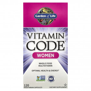 Garden of Life, Vitamin Code®, мультивитамины из цельных пищевых продуктов для женщин, 120 вегетарианских капсул - описание | фото