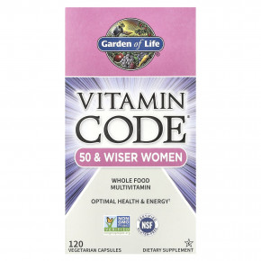 Garden of Life, Vitamin Code®, мультивитамины из цельных продуктов для женщин от 50 лет, 120 вегетарианских капсул - описание | фото