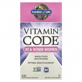 Garden of Life, Vitamin Code®, мультивитамины из цельных продуктов для женщин старше 50 лет, 240 вегетарианских капсул - описание | фото