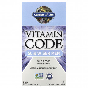 Garden of Life, Vitamin Code®, мультивитамины из цельных продуктов для мужчин от 50 лет, 120 вегетарианских капсул - описание | фото