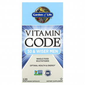 Garden of Life, Vitamin Code, мультивитамины из цельных продуктов для мужчин от 50 лет, 120 вегетарианских капсул - описание