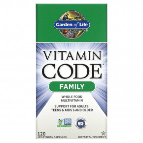 Garden of Life, Vitamin Code, мультивитамины из цельных продуктов для всей семьи, 120 вегетарианских капсул в Москве - eco-herb.ru | фото