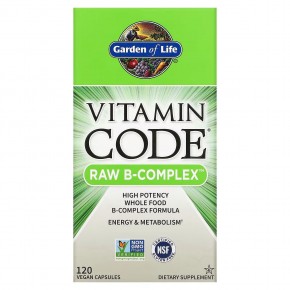 Garden of Life, Vitamin Code, Raw B-Complex, 120 веганских капсул - описание | фото