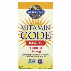 Garden of Life, Vitamin Code®, RAW D3™, 120 вегетарианских капсул - описание | фото