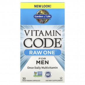Garden of Life, Vitamin Code®, RAW One ™, мультивитамины для мужчин для приема один раз в день, 30 вегетарианских капсул - описание | фото