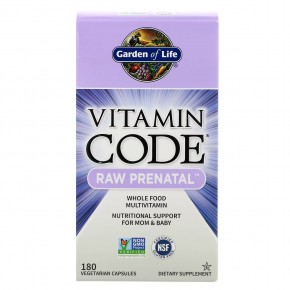 Garden of Life, Vitamin Code, RAW Prenatal, 180 вегетарианских капсул - описание