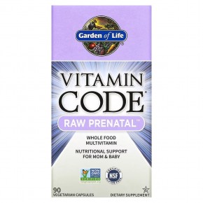 Garden of Life, Vitamin Code, RAW Prenatal, 90 вегетарианских капсул - описание | фото