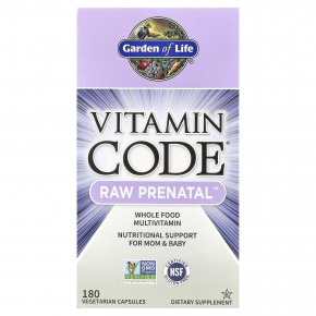 Garden of Life, Vitamin Code®, RAW Prenatal™, витамины для беременных, 180 вегетарианских капсул - описание | фото