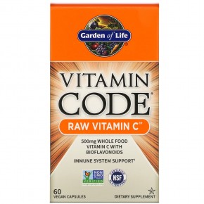 Garden of Life, Vitamin Code, Raw Vitamin C, 60 веганских капсул - описание