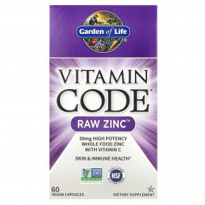 Garden of Life, Vitamin Code, RAW Zinc, 60 веганских капсул в Москве - eco-herb.ru | фото