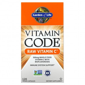 Garden of Life, Vitamin Code, витамин C RAW, 250 мг, 120 веганских капсул в Москве - eco-herb.ru | фото