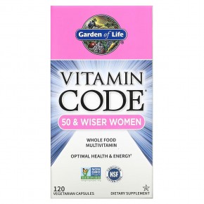 Garden of Life, Vitamin Code, мультивитамины из цельных продуктов для женщин от 50 лет, 120 вегетарианских капсул - описание