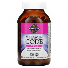 Garden of Life, Vitamin Code, мультивитамины из цельных продуктов для женщин, 240 вегетарианских капсул в Москве - eco-herb.ru | фото