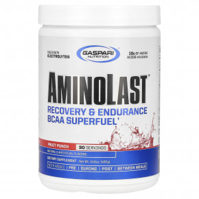 Gaspari Nutrition, Aminolast®, BCAA Superfuel для восстановления и выносливости, фруктовый пунш, 420 г (14,8 унции) - описание | фото