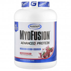 Gaspari Nutrition, MyoFusion, улучшенный протеин, клубника и сливки, 1,81 кг (4 фунта) в Москве - eco-herb.ru | фото