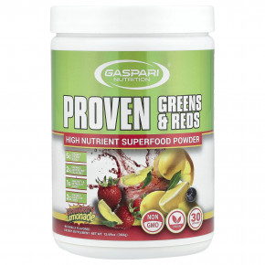 Gaspari Nutrition, Proven Greens & Reds, клубничный лимонад, 360 г (12,69 унции) в Москве - eco-herb.ru | фото